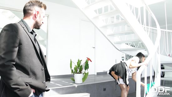 Naughty maid rides cock