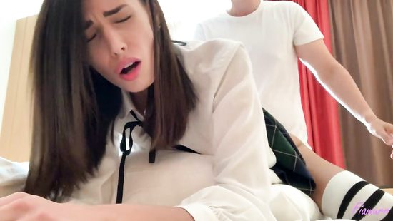 Pretty girl sucks big dick