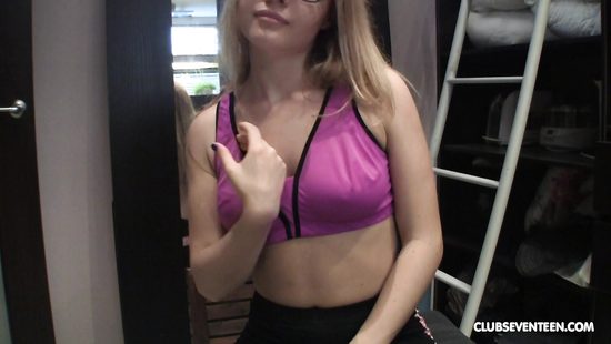 Nerdy girl plays with herself