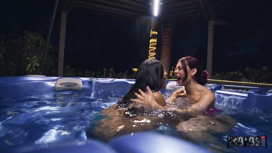 Lesbian sex in the pool
