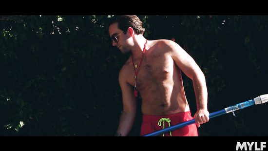 Horny babes sharing pool boy