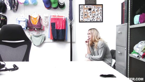 Blonde fucked in security office for stealing