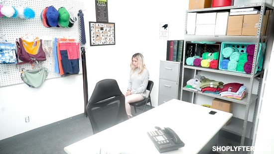 Blonde fucked in security office for stealing