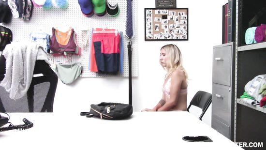 Blonde fucked in security office for stealing