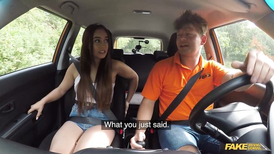 Driving student fucks her instructor in the car