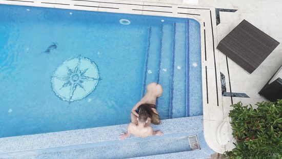 The weather is perfect for their steamy sex in the pool