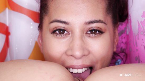 Whores playing with double edged dildo