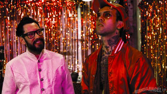 Tattooed brunette nailed hard in club