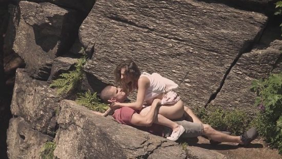 Sensual lovebirds having intense sex in the wild