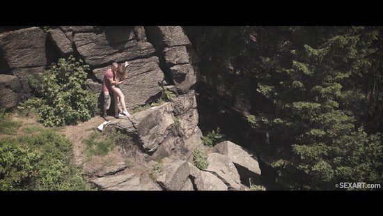 Sensual lovebirds having intense sex in the wild