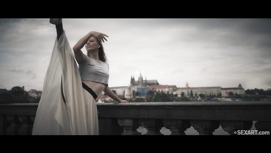 Ballerina taking a break to ride cock