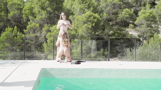 Smoking hot lesbians going naughty outdoors