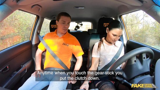 She's a dumb driving student but can fuck like a whore