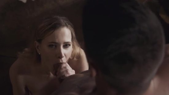 He's finding the bottom of her throat with his dick