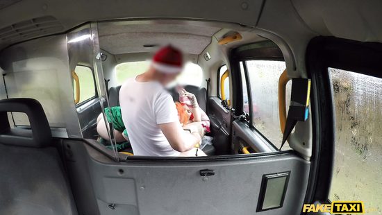 Naughty Santa devouring elves on his van