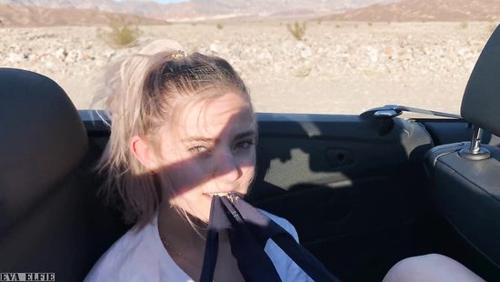 Sucking cock in a convertible