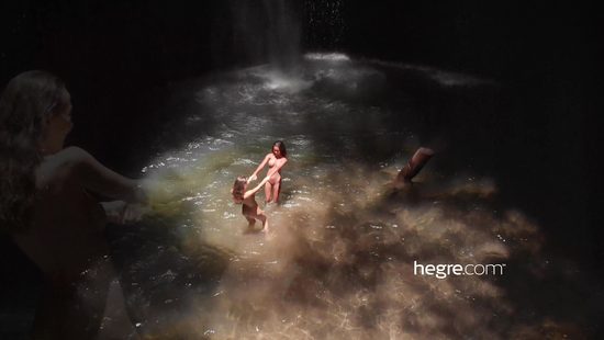 Romantic lesbian couple in a steamy outdoor action