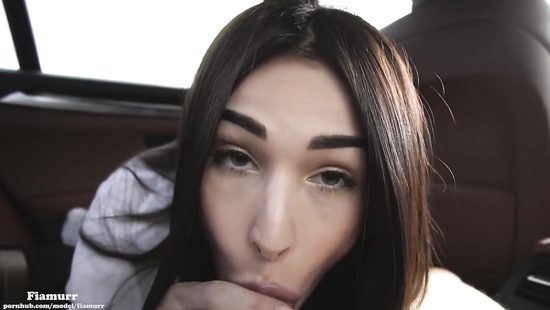 Teen sucks dick in POV back seat special