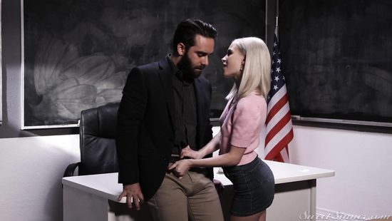 Aroused blonde goes full mode with the teacher