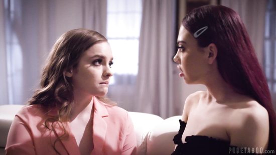 Lesbians use couch for sexual play