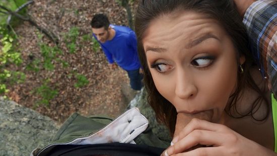 Teen gagged in outdoor POV