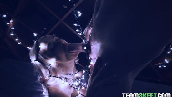 Hottie laced with x mass lights smashed in a bizarre scene