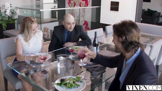 Hot blonde cheating on bald hubby with hunk stud