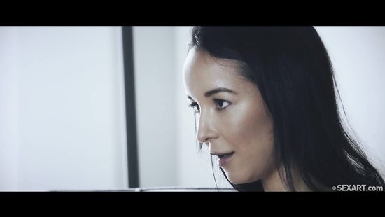 Busty brunette throbbed brutally on a sofa