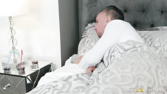 Brunette moaning while riding giant throbber