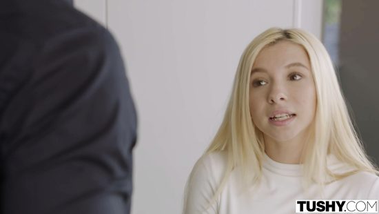 Blonde watches massive junk sink in her asshole