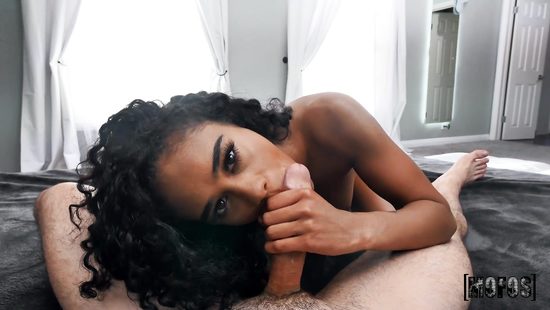 Ebony teen feels white hammer ramming her