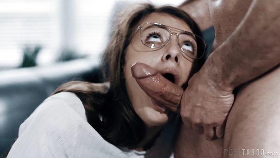 Nerdy chick gets the cock in both holes