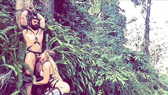 Outdoor nude roleplay and brutal sex