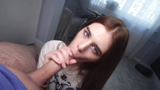 POV blowjob by a nerdy teen