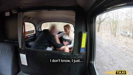 European blonde bangs a taxi driver