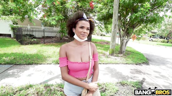 Ebony chick gets picked up and fucked