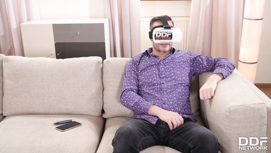 Fucking a hot bombshell in VR glasses