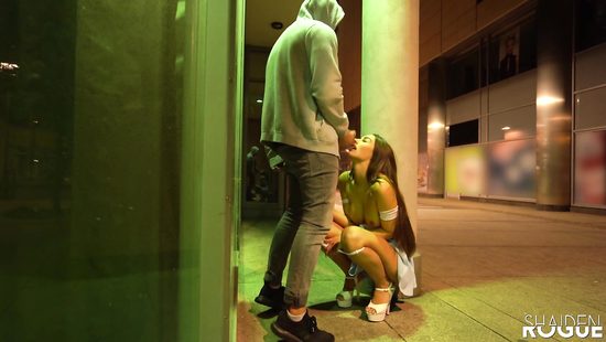 Bitchy girl deepthroats a stranger's dick