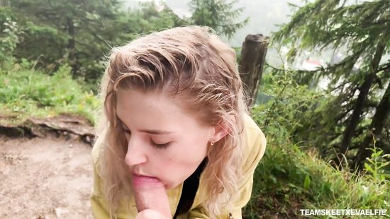 Girlfriend gives a terrific blow outdoors