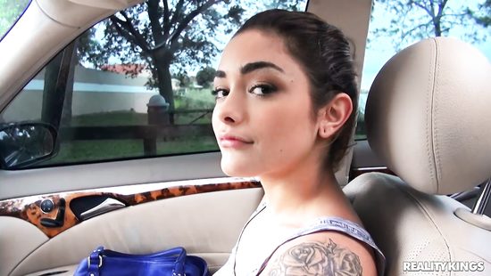 Inked babe pleases a horny driver