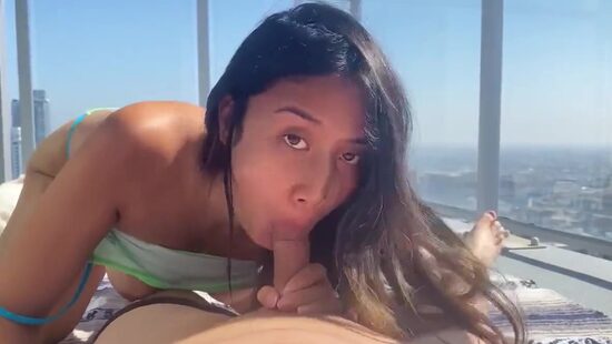 Talented girlfriend jerks off and sucks well