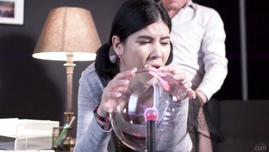 Nerdy dude fucks a pigtailed coed