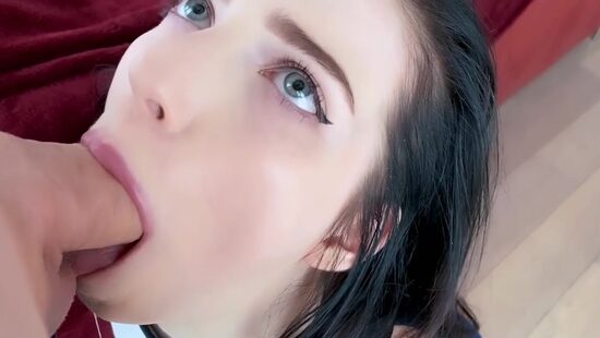 Deep blowjob of a tattooed slut