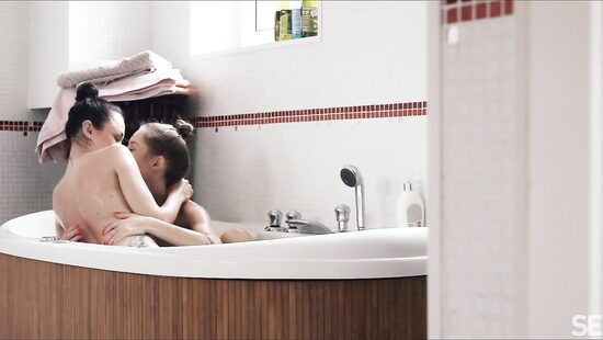 Slender lesbians practise hot licking