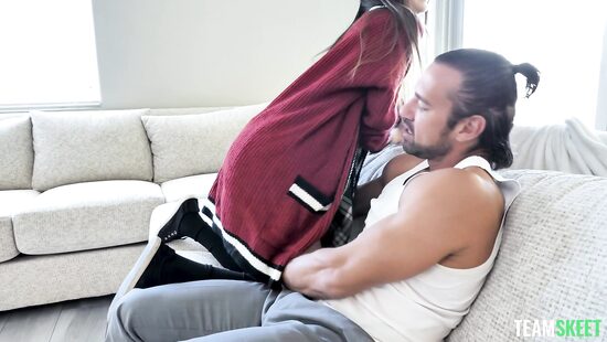 Brunette goes for a throbbing cock