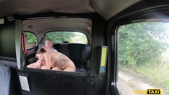 Taxi driver bangs hot brunette