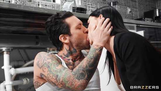 Inked man fucks ravishing brunette