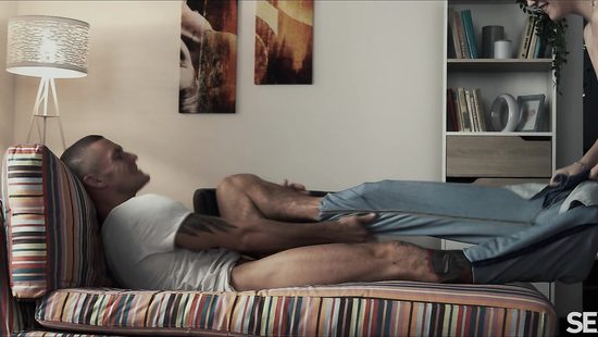 Bookworm chick rides her partner