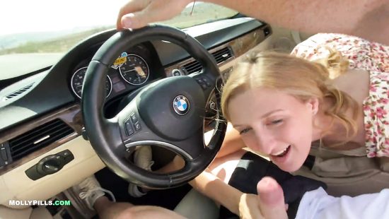 Blonde chick is fucked outside