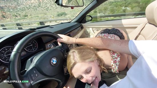 Blonde chick is fucked outside